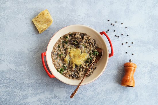 Postpartum Meal Recipe Series: Barley Mushroom Risotto